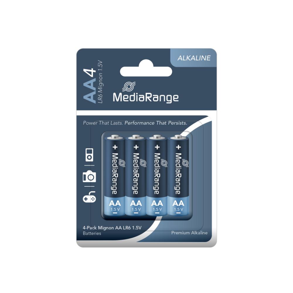 MediaRange Premium Alkaline Batteries Mignon AA|LR6|1.5V Pack 4  (MRBAT104)