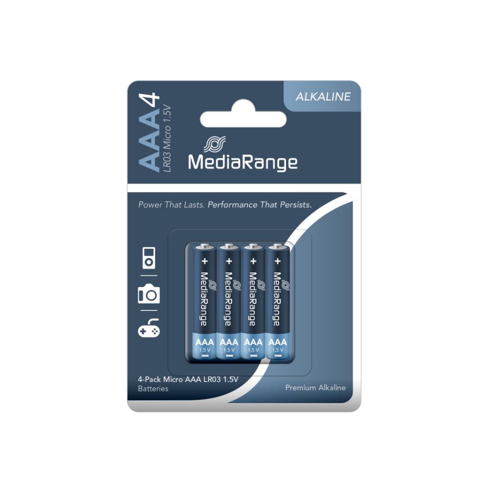 MediaRange Premium Alkaline Batteries Micro AAA|LR03|1.5V Pack 4  (MRBAT101)