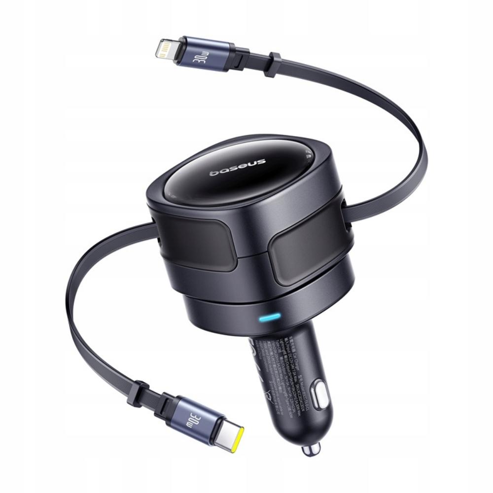 Baseus Enjoyment Max φορτιστής αυτοκινήτου με καλώδια USB-C+Lightning 60W Μαύρο (C00035507121-00) (BASC00035507121-00)