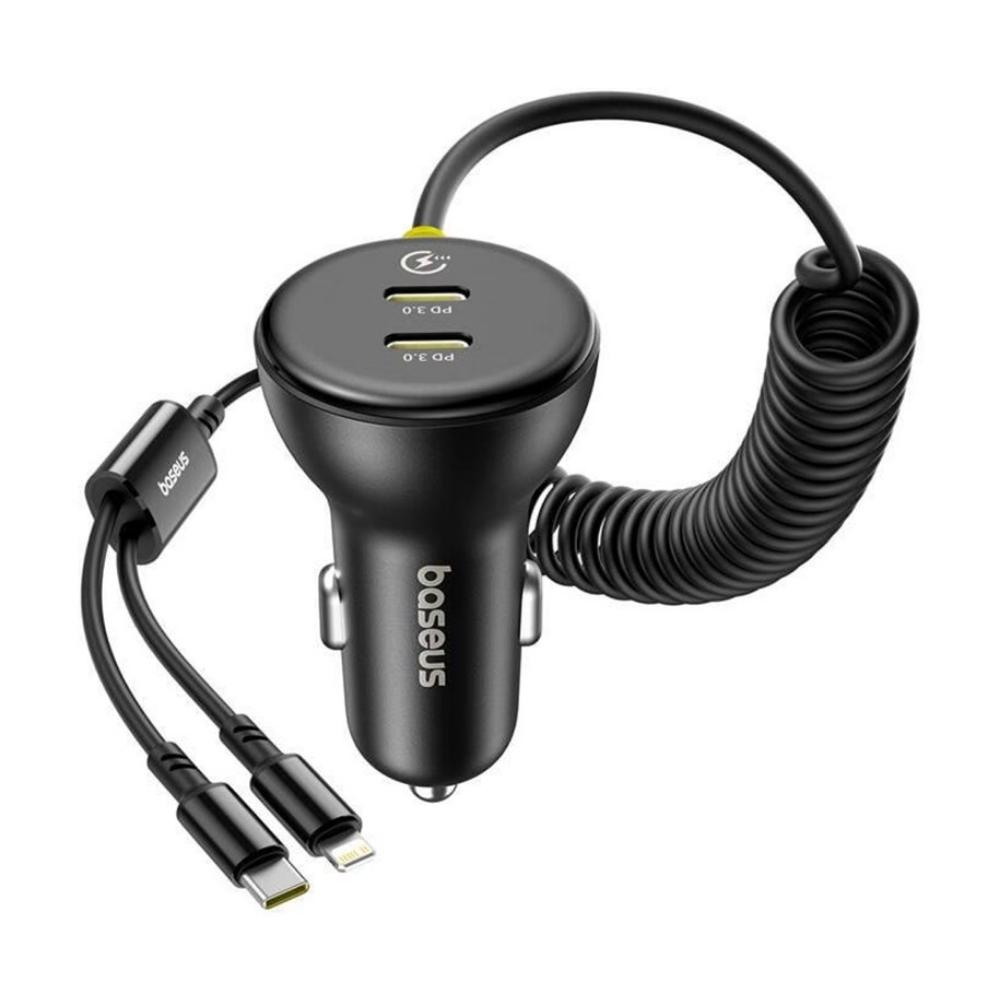 Baseus Φορτιστής αυτοκινήτου 60W USB-C + καλώδιο Lightning Μαύρο (C00035902121-00) (BASC00035902121-00)