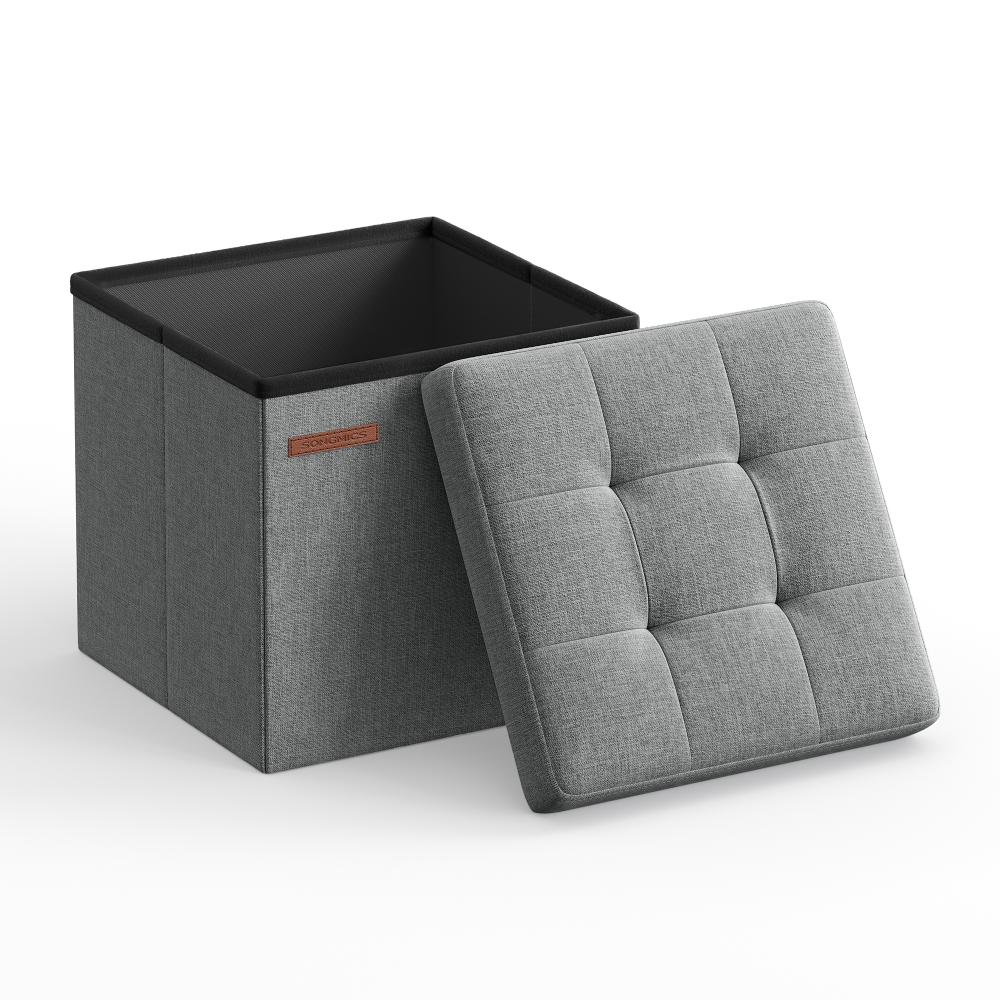Songmics Αναδιπλούμενο Σκαμπό Αποθήκευσης  - 30 x 30 x 30 - Γκρί  (LSF028G02) (SNGLSF028G02)