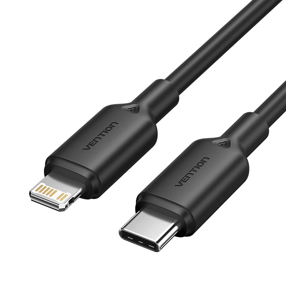 VENTION Type-C Male to Lightning Male 3A Cable 1M Black PVC Type (LAKBF) (VENLAKBF)
