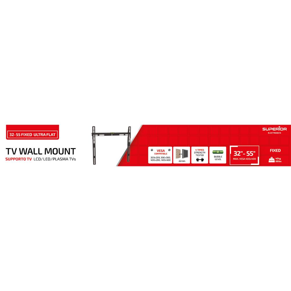 Superior Επιτοίχια Βάση Τηλεόρασης Fixed Ultra Flat 32"-55" (SUPSTV002) (SPRSUPSTV002)