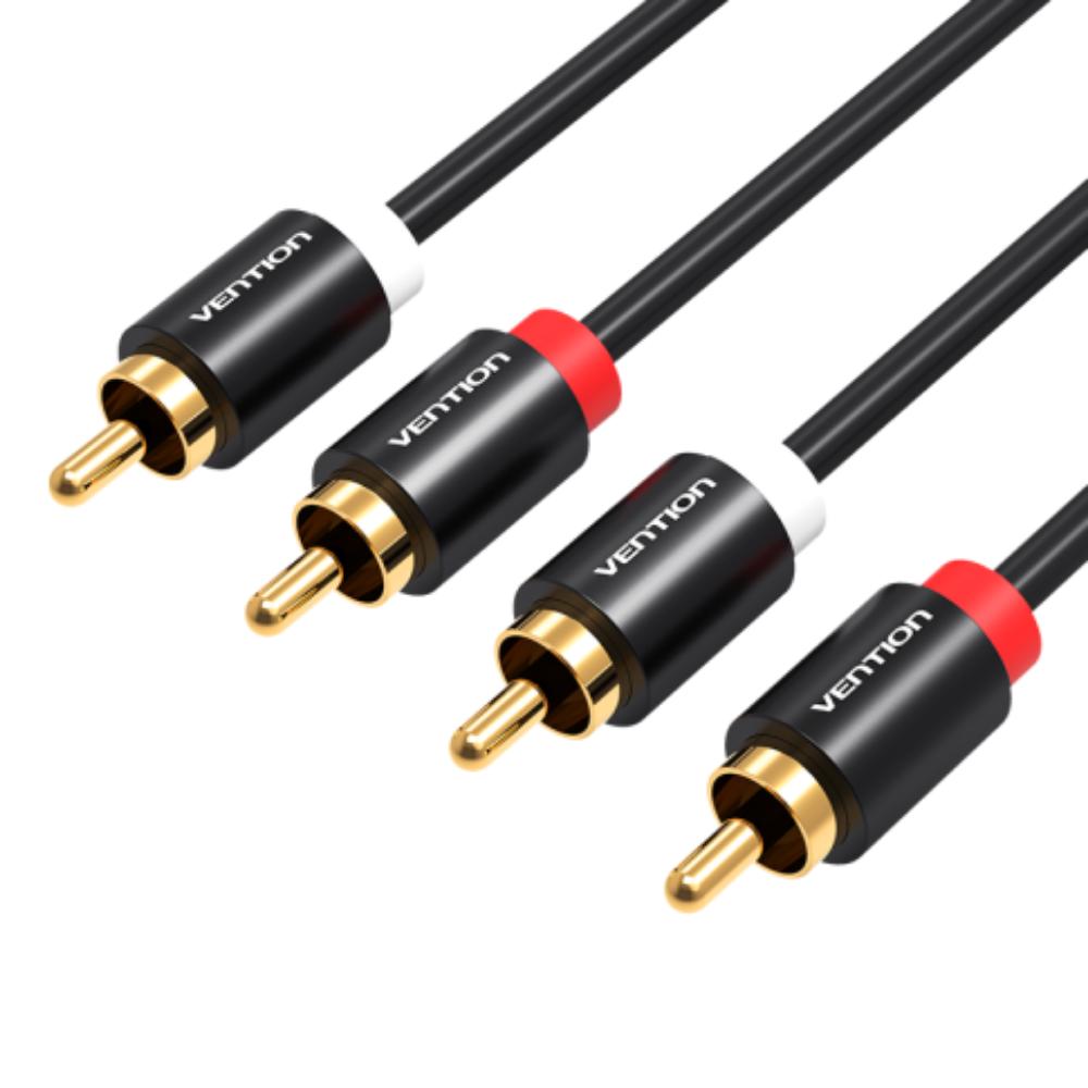VENTION 2RCA Male to Male Audio Cable 2M Black Metal Type (VAB-R06-B200) (VENVAB-R06-B200)