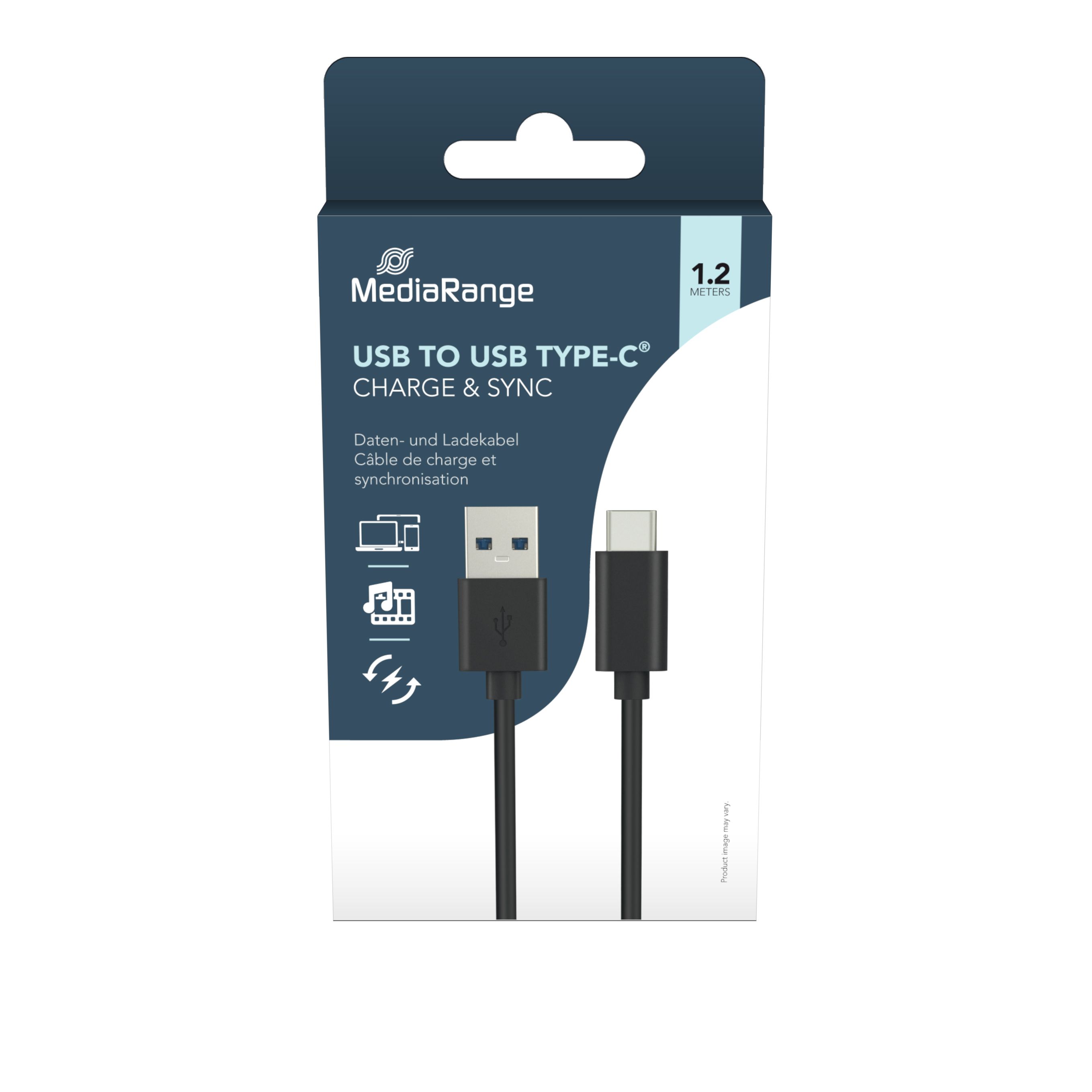 Καλώδιο Φόρτισης & Συγχρονισμού MediaRange USB 3.2 Type-C to Type-A 1.2M Black (MRCS160)