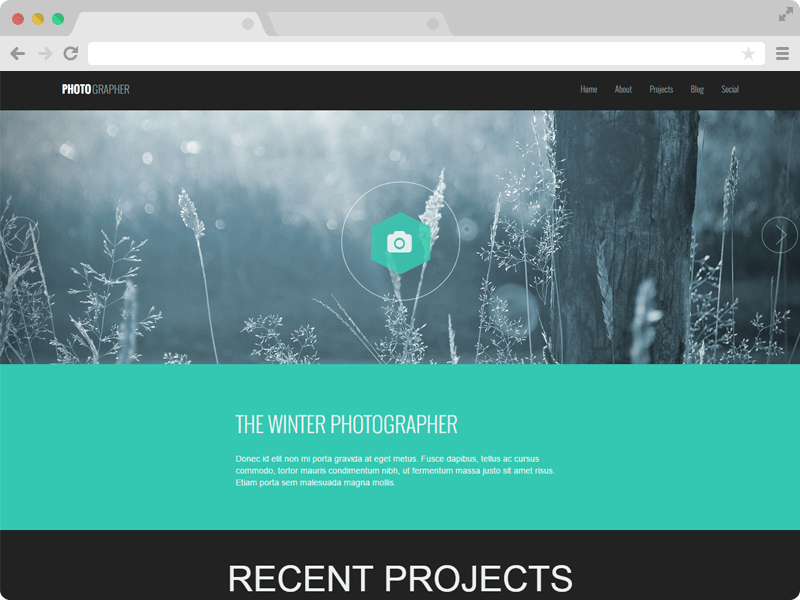 Photographer A Responsive One Page Photography Website Template Free Html5 Template Technext