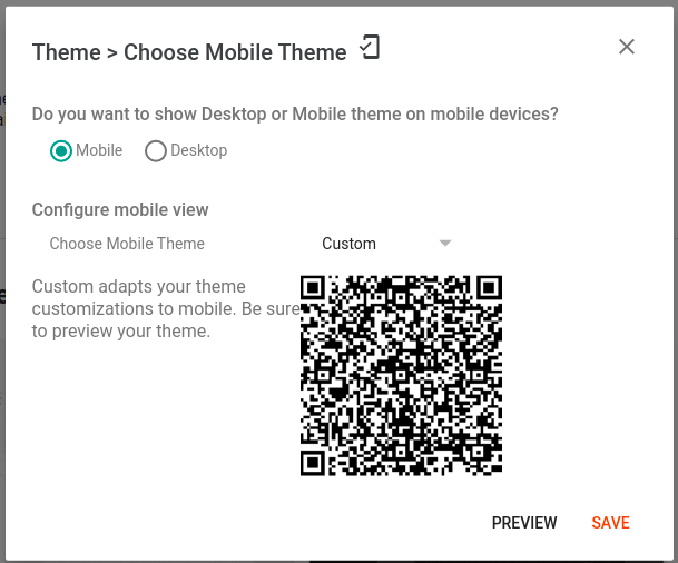 choose a theme for mobile from drop down