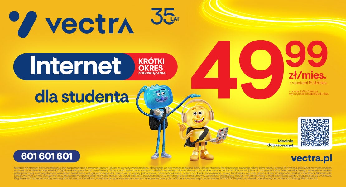 Vectra „Back to School”: Internet na studia, do szkoły i do drugiego mieszkania