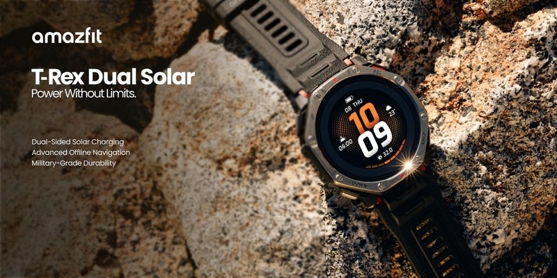 Amazfit T-Rex Dual Solar: sportowy smartwatch AMOLED z podwójnym systemem solarnym