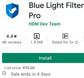Blue Light Filter Pro Android App For Free [Down Blue Light Levels]