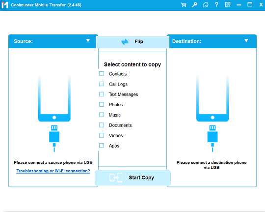 Coolmuster Mobile Transfer interface