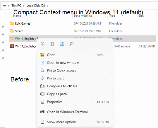 Full Contexts Menu in Windows 11