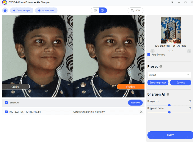 DVDFab Photo Enhancer AI UI