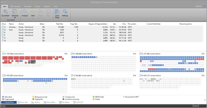 O&O Defrag 25 Pro UI