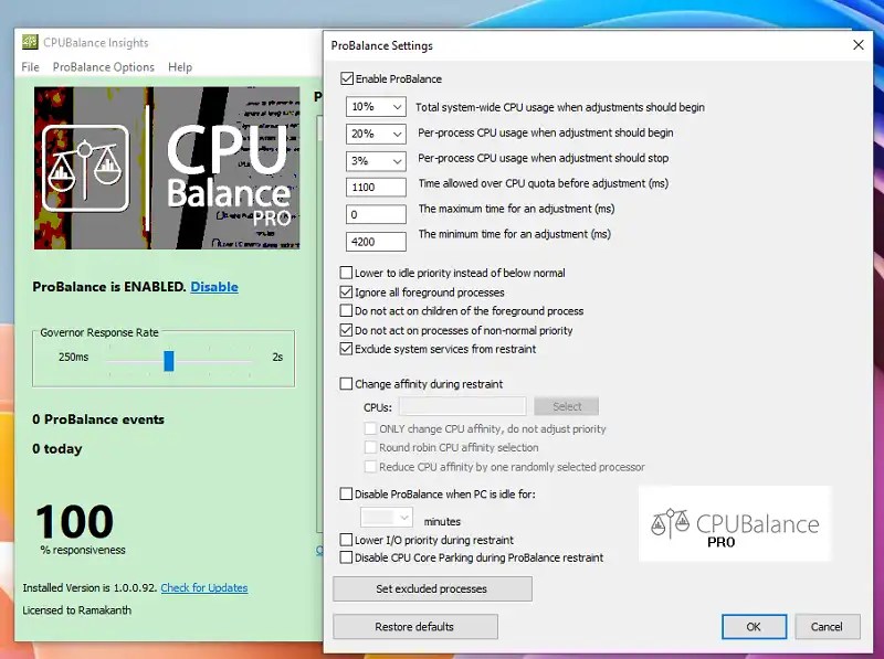 CPUBalance Pro UI