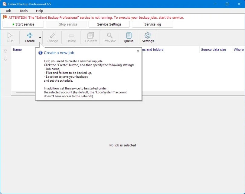 Exiland Backup Pro 6.5 UI