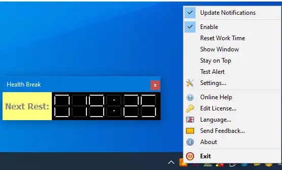 Vovsoft Health Break Reminder UI