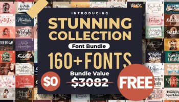Stunning Font Bundle Box -160 fonts for free