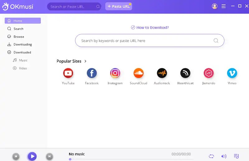 OKmusi MP3 Downloader UI
