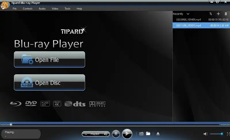 Tipard Blu-ray Player UI