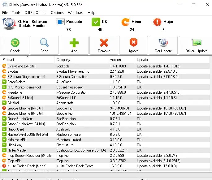 SUMo Pro UI - Main Window