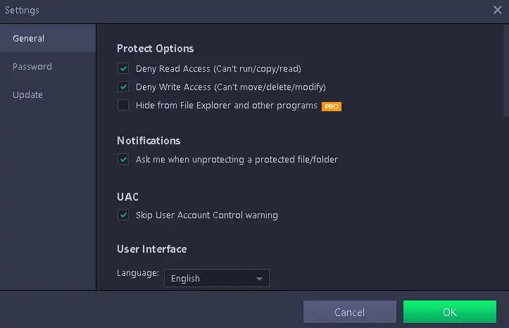 Top Data Protector Settings