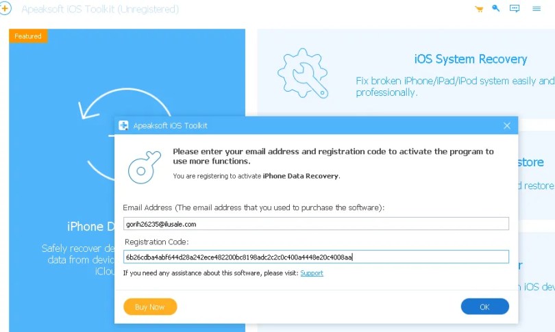 Apeaksoft iPhone Data Recovery License Code