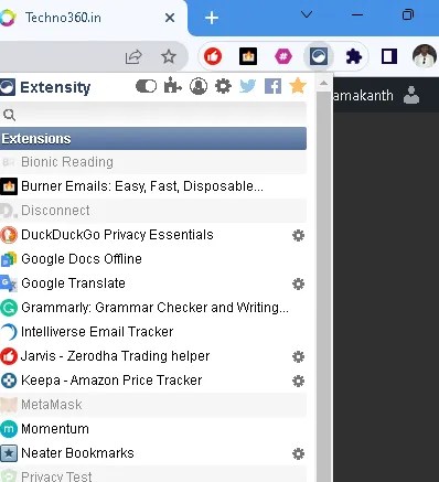 Extensity-Manage Chrome extensions efficiently & Keep its toolbar Clean