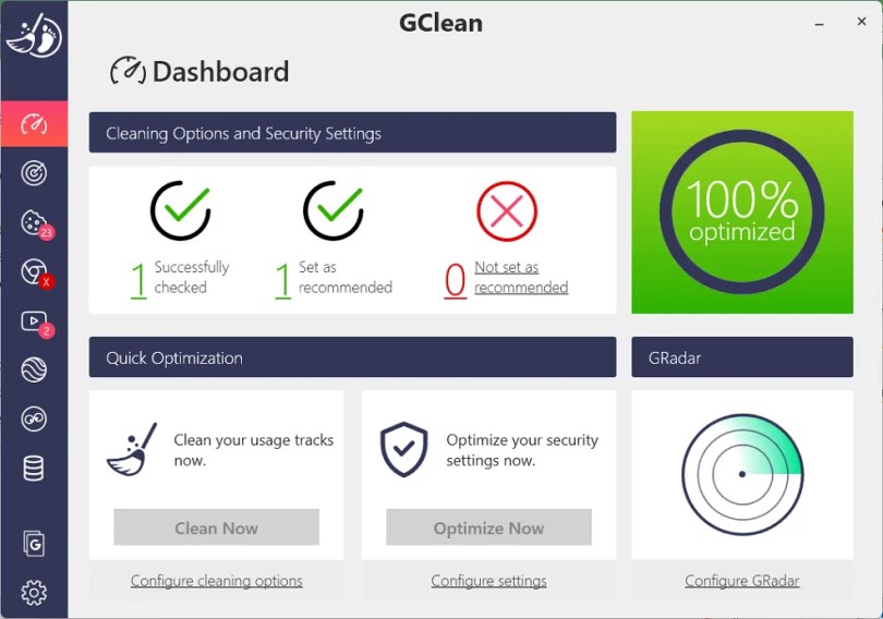 GClean 2023 UI