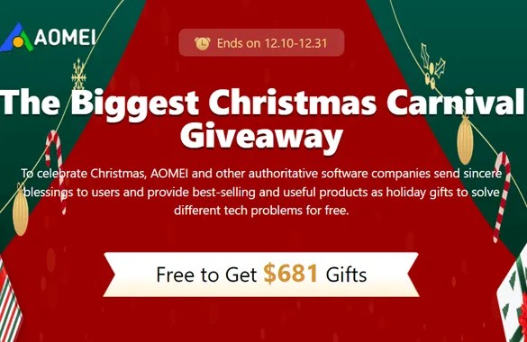 AOMEI Christmas Carnival Giveaway 2023
