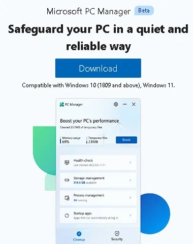 Microsoft PC Manager: Enhances the performance of Windows 11 and 10 PCs