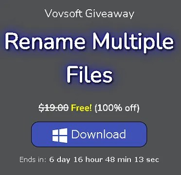 Vovsoft Rename Multiple Files Giveaway: Free 1-Year License [Windows]