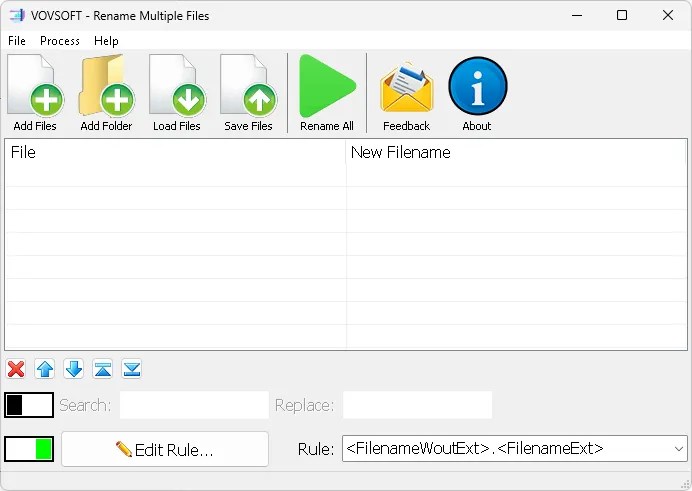 Vovsoft Rename Multiple Files UI