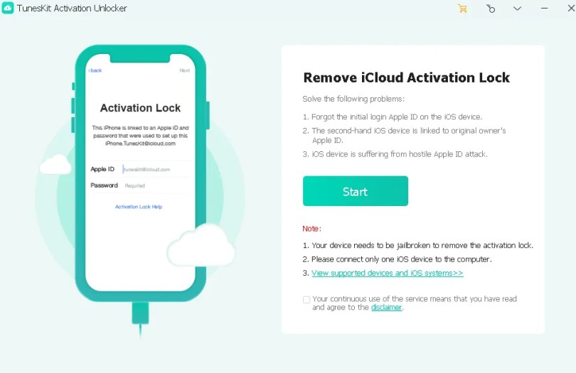 TunesKit Activation Unlocker UI