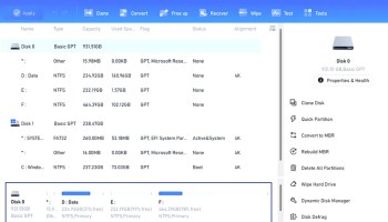 Aomei Partition Assistant Pro UI