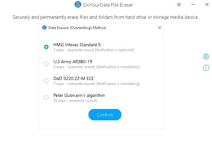 Data Erasure Algorithms of DoYourData File Eraser