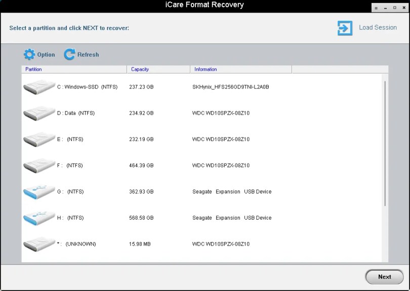 iCare Format Recovery UI