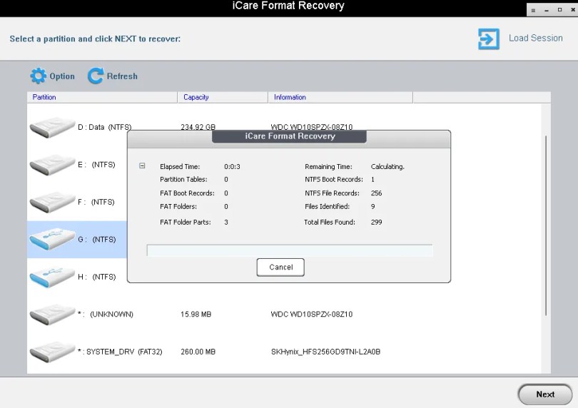 icare Format Recovery Pro Scan files