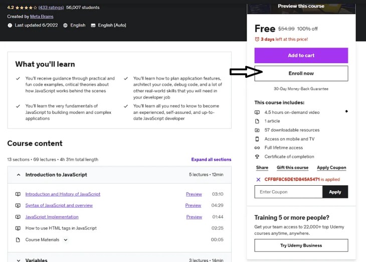 JavaScript for Beginners-Udemy Course Coupon