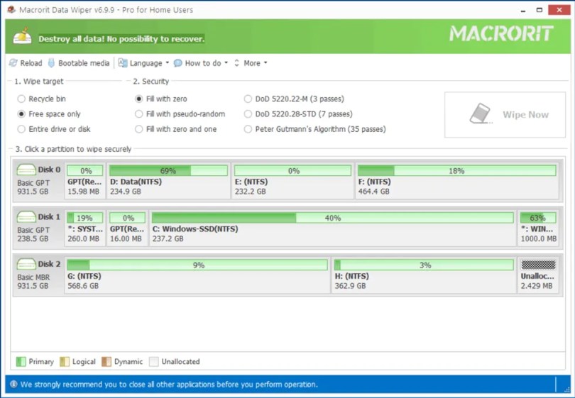 Macrorit Data Wiper UI