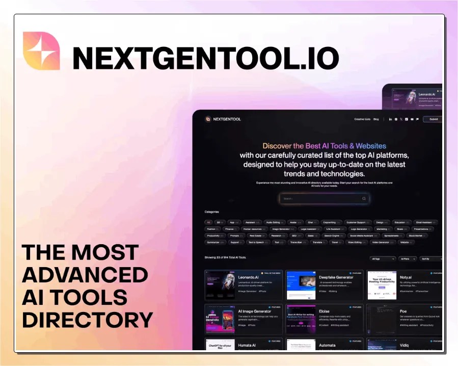 NextGenTool: 900+ AI Tools at Your Fingertips
