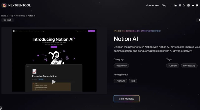 Notion AI website