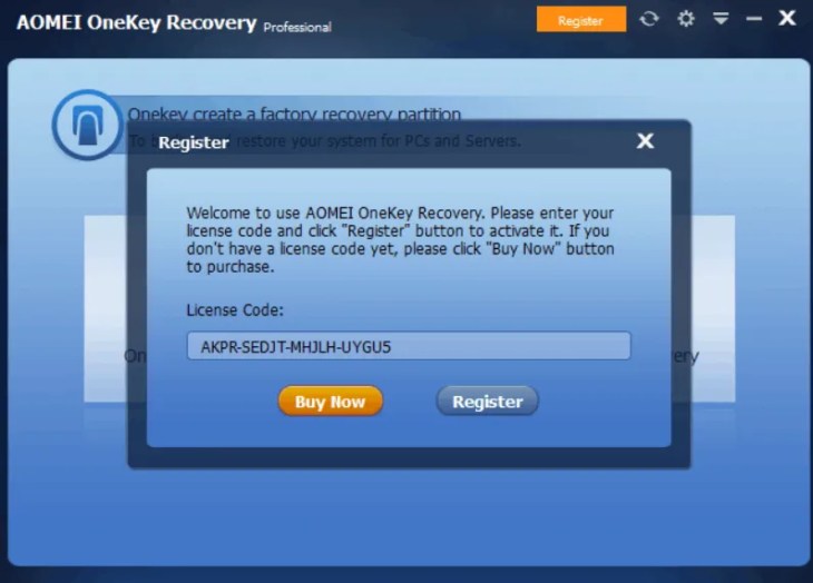 AOMEI OneKey Recovery Pro License