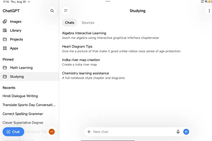 ChatGPT Android app showing voice conversation mode