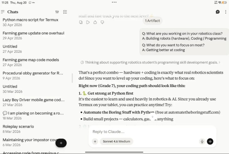 Claude Android app interface showing long document analysis