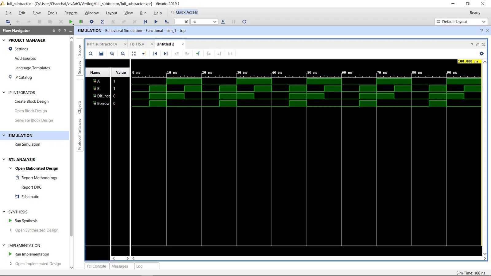 Verilog Code for Half and Full Subtractor using Structural Modeling