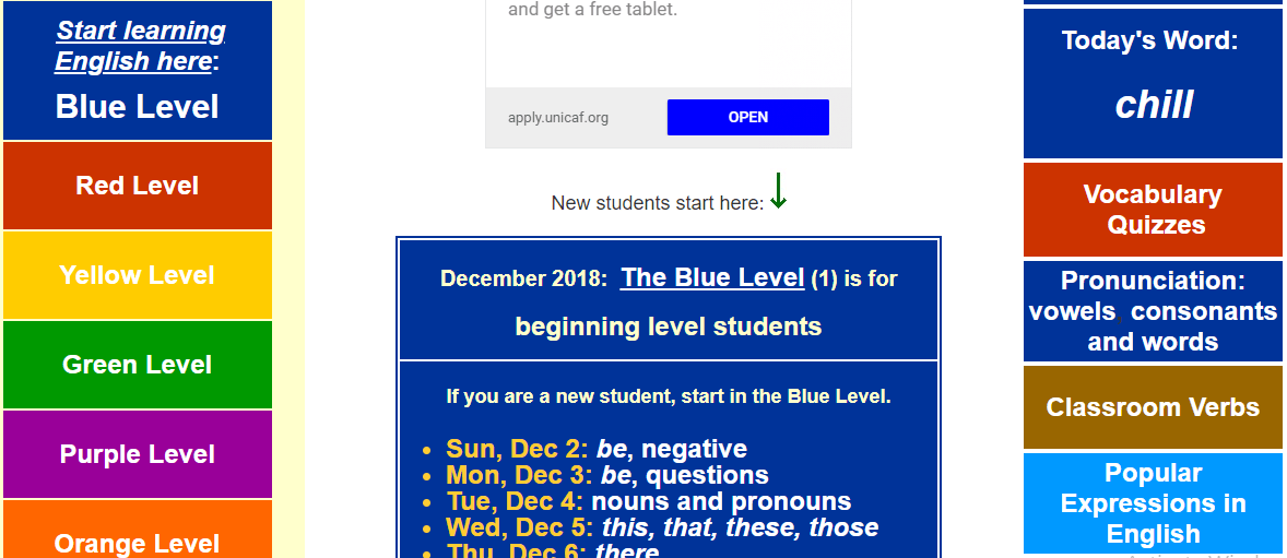 تعلم اللغة الانجليزية