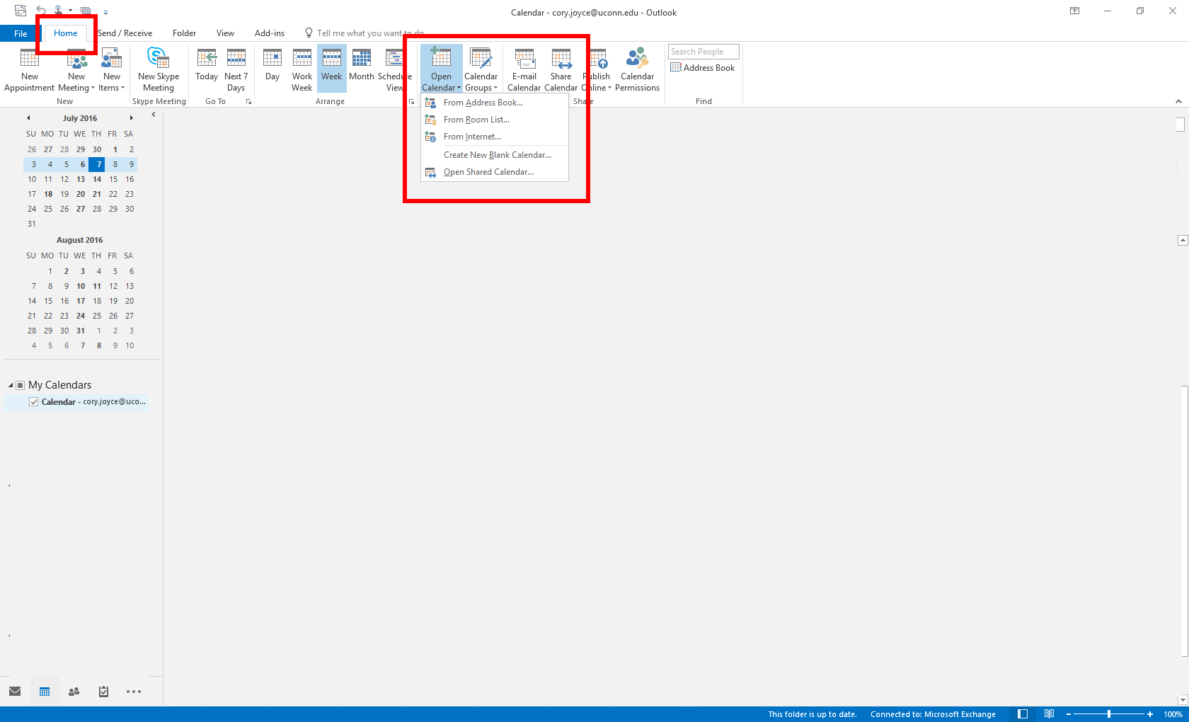 Add a shared calendar to outlook