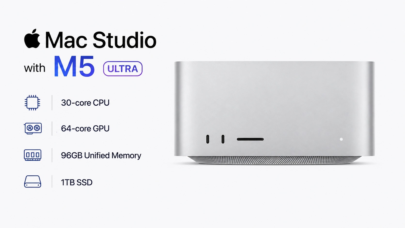 Apple ( MHL74LL/A ) Mac Studio with M5 Ultra up for pre-order in the US online [ 30-core CPU, 64-core GPU, 96GB Unified Memory ]