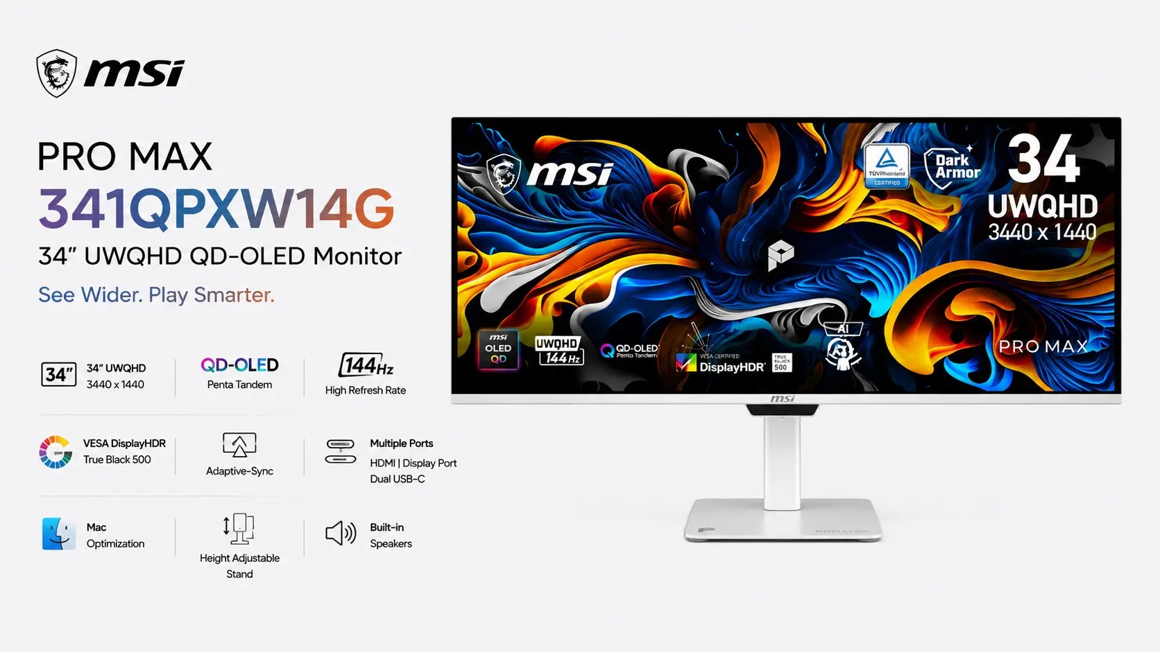 MSI PRO MAX 341QPXW14G 34″ UWQHD QD-OLED Monitor Listed on Amazon US [ 3440×1440, 144Hz, Dual USB-C 98W ]